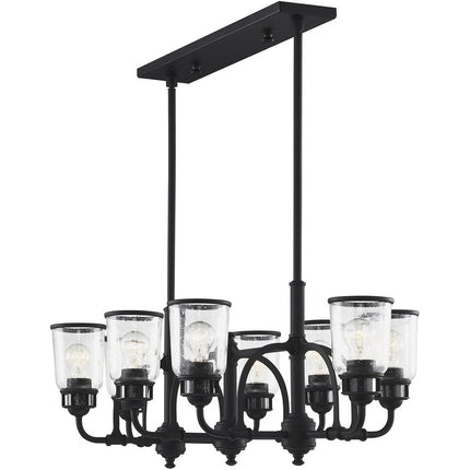 Black Eight Light Metal Dimmable Chandelier With Shades