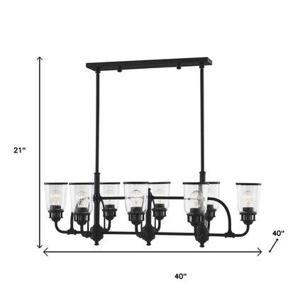 Black Eight Light Dimmable Chandelier With Shades HomeRoots