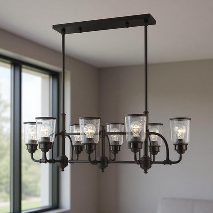 Bronze Eight Light Dimmable Chandelier With Shades HomeRoots