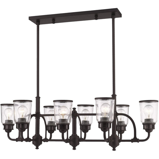 Bronze Eight Light Metal Dimmable Chandelier With Shades HomeRoots
