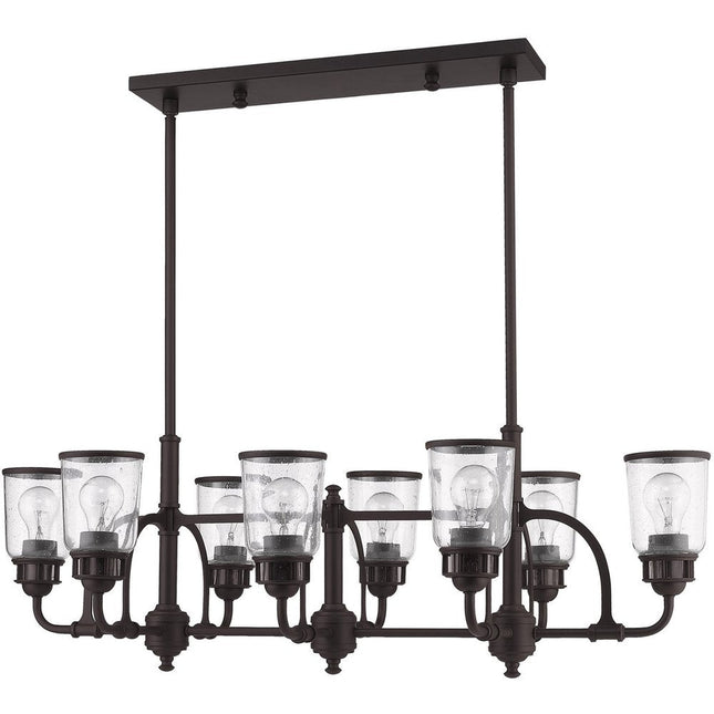 Bronze Eight Light Metal Dimmable Chandelier With Shades HomeRoots