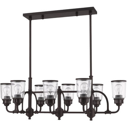 Bronze Eight Light Metal Dimmable Chandelier With Shades