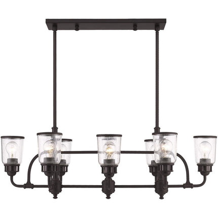 Bronze Eight Light Metal Dimmable Chandelier With Shades