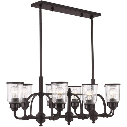 Bronze Eight Light Dimmable Chandelier With Shades HomeRoots