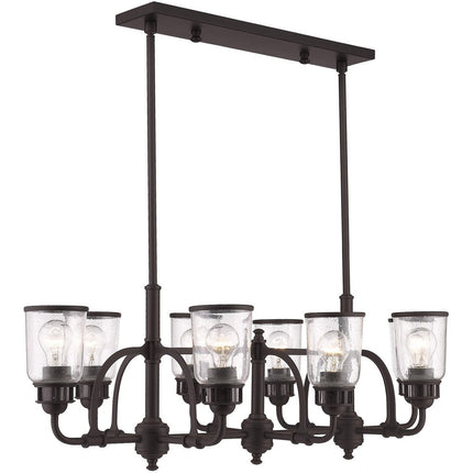 Bronze Eight Light Metal Dimmable Chandelier With Shades