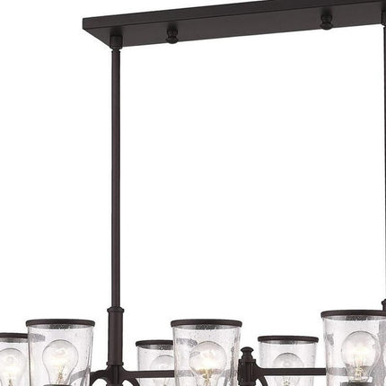 Bronze Eight Light Metal Dimmable Chandelier With Shades
