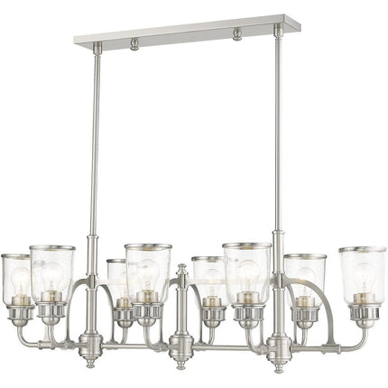 Nickel Eight Light Metal Dimmable Chandelier With Shades