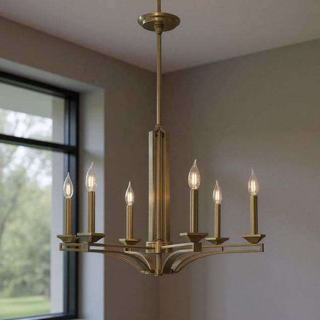 Six Light Dimmable Chandelier With Shades HomeRoots
