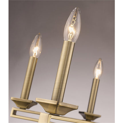 Antiqued Brass Six Light Metal Dimmable Chandelier With Shades