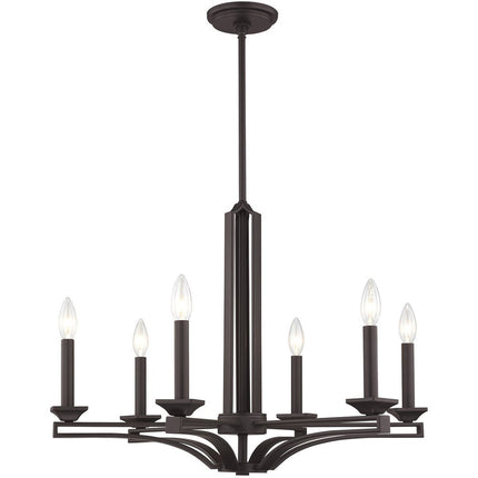 Bronze Six Light Metal Dimmable Chandelier With Shades