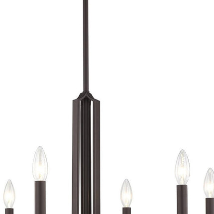 Bronze Six Light Metal Dimmable Chandelier With Shades