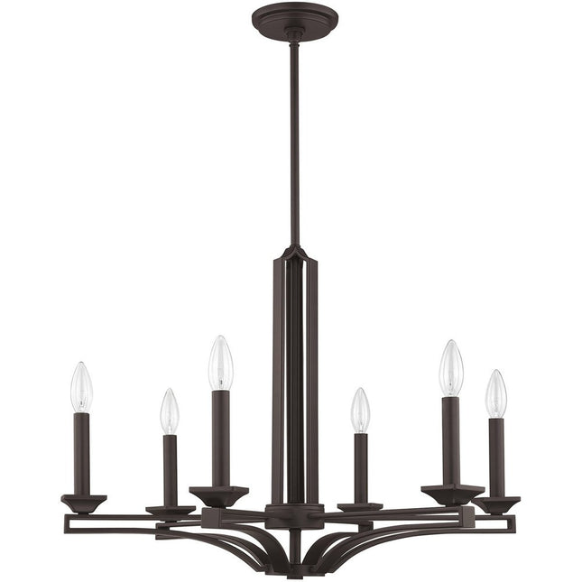 Bronze Six Light Metal Dimmable Chandelier With Shades HomeRoots