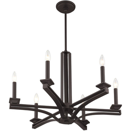 Bronze Six Light Metal Dimmable Chandelier With Shades