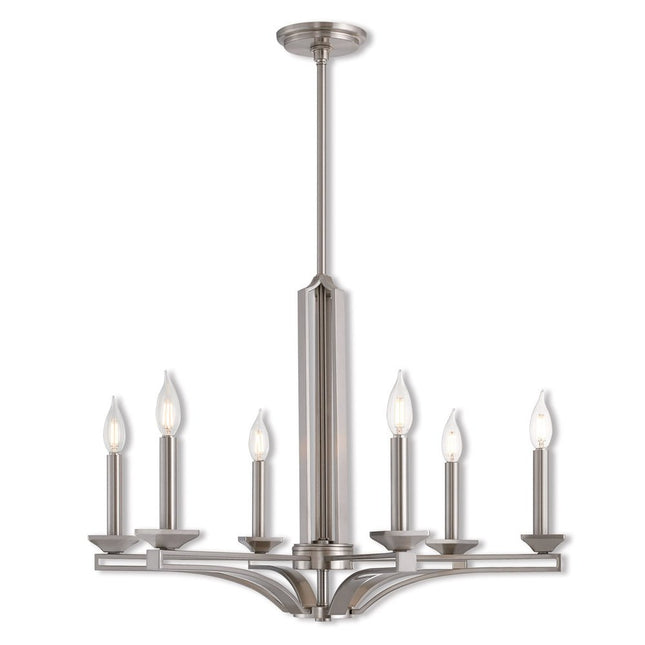 Six Light Dimmable Chandelier With Shades HomeRoots