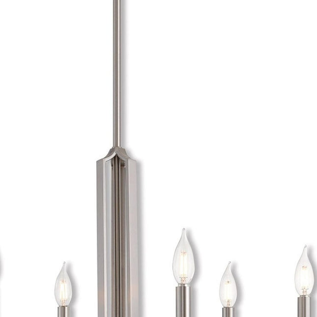 Nickel Six Light Metal Dimmable Chandelier With Shades HomeRoots