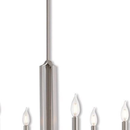Nickel Six Light Metal Dimmable Chandelier With Shades