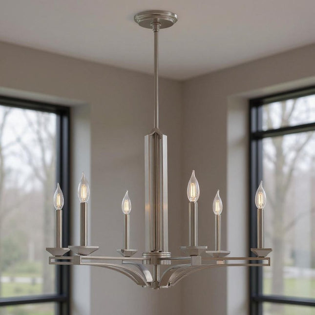 Six Light Dimmable Chandelier With Shades HomeRoots
