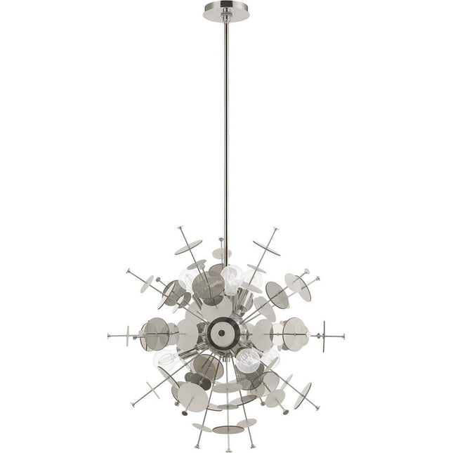 Silver Six Light Metal Dimmable Chandelier With Shades HomeRoots