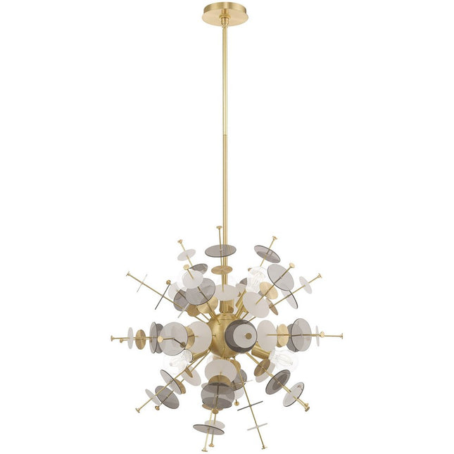 Brass Six Light Metal Dimmable Chandelier With Shades HomeRoots