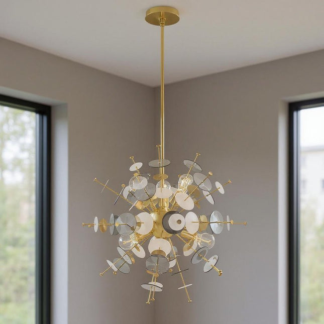 Six Light Dimmable Chandelier With Shades HomeRoots