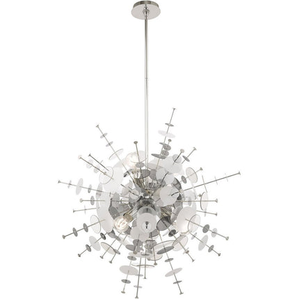 Silver Six Light Metal Dimmable Chandelier With Shades