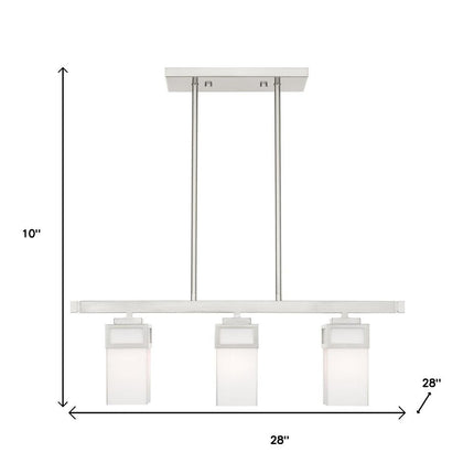 Nickel Three Light Metal Dimmable Chandelier With Shades