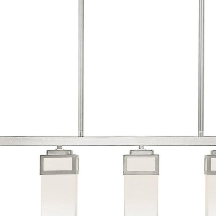 Nickel Five Light Metal Dimmable Chandelier With Shades