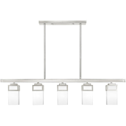 Nickel Five Light Metal Dimmable Chandelier With Shades
