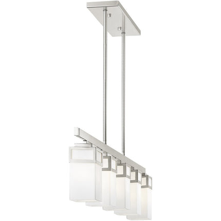 Nickel Five Light Metal Dimmable Chandelier With Shades