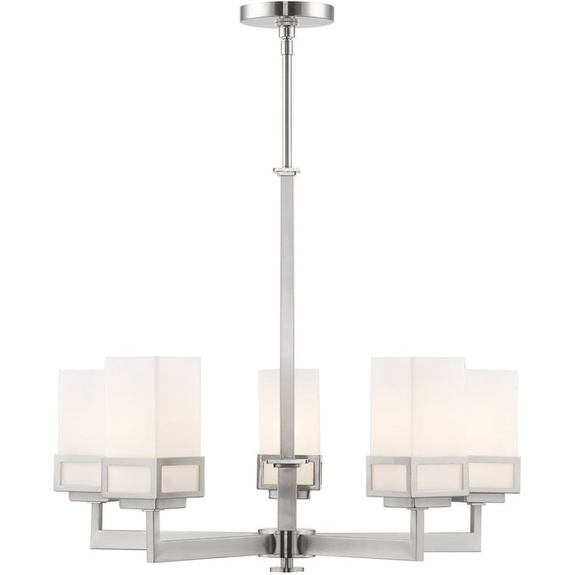 Five Light Dimmable Chandelier With Shades HomeRoots