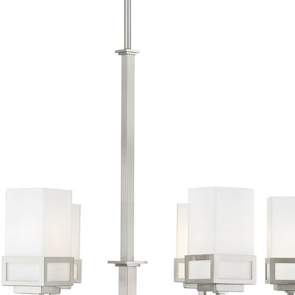 Nickel Six Light Metal Dimmable Chandelier With Shades