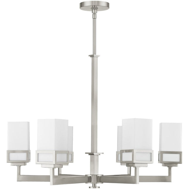 Nickel Six Light Metal Dimmable Chandelier With Shades HomeRoots
