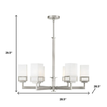 Nickel Six Light Metal Dimmable Chandelier With Shades