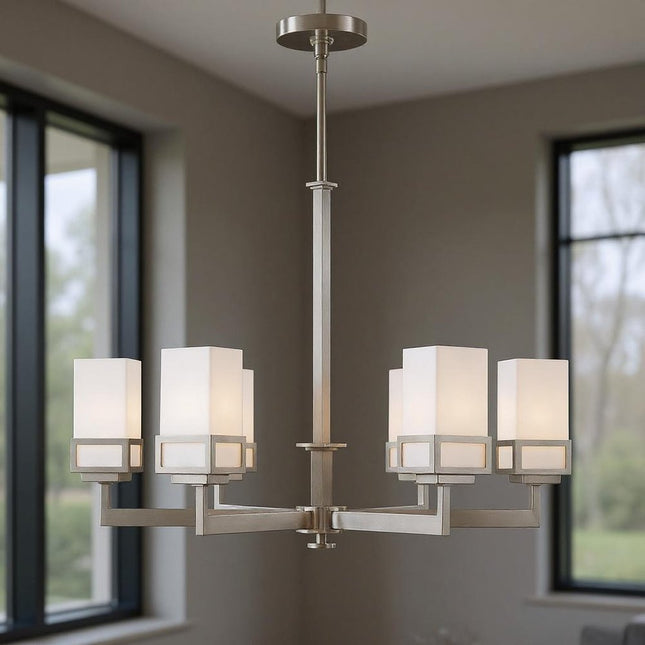 Six Light Dimmable Chandelier With Shades HomeRoots