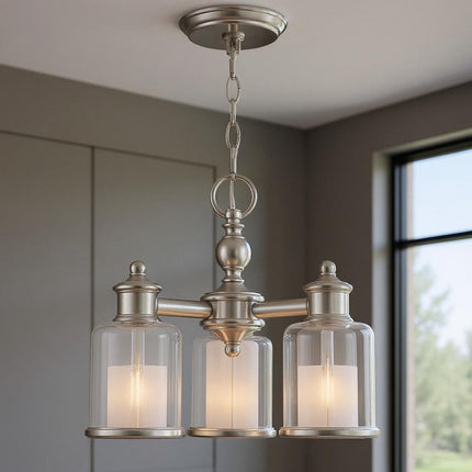 Three Light Dimmable Chandelier With Shades HomeRoots