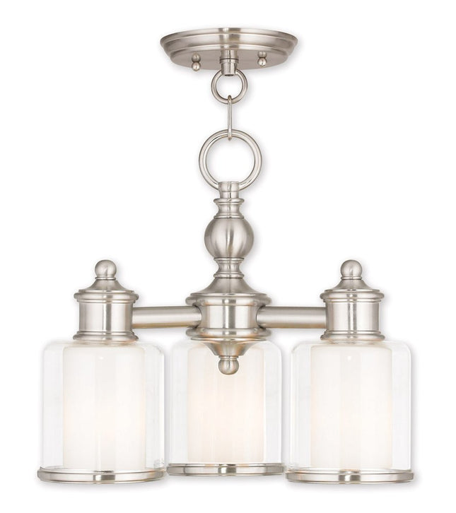Nickel Three Light Metal Dimmable Chandelier With Shades HomeRoots