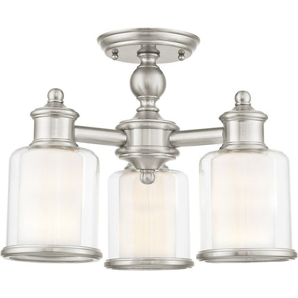 Nickel Three Light Metal Dimmable Chandelier With Shades