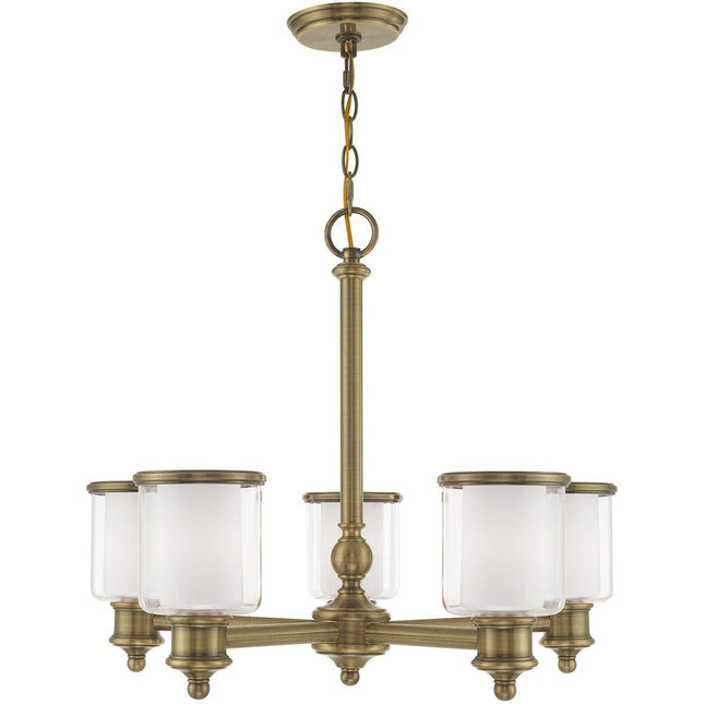 Five Light Dimmable Chandelier With Shades HomeRoots