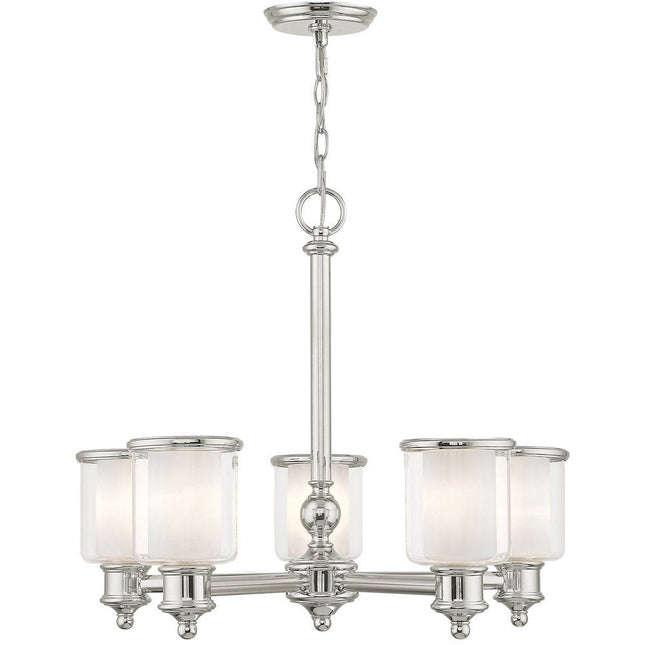 Five Light Dimmable Chandelier With Shades HomeRoots