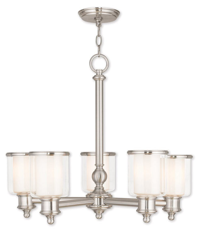Five Light Dimmable Chandelier With Shades HomeRoots
