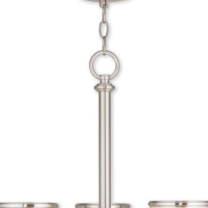 Nickel Five Light Metal Dimmable Chandelier With Shades