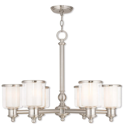 Six Light Dimmable Chandelier With Shades HomeRoots