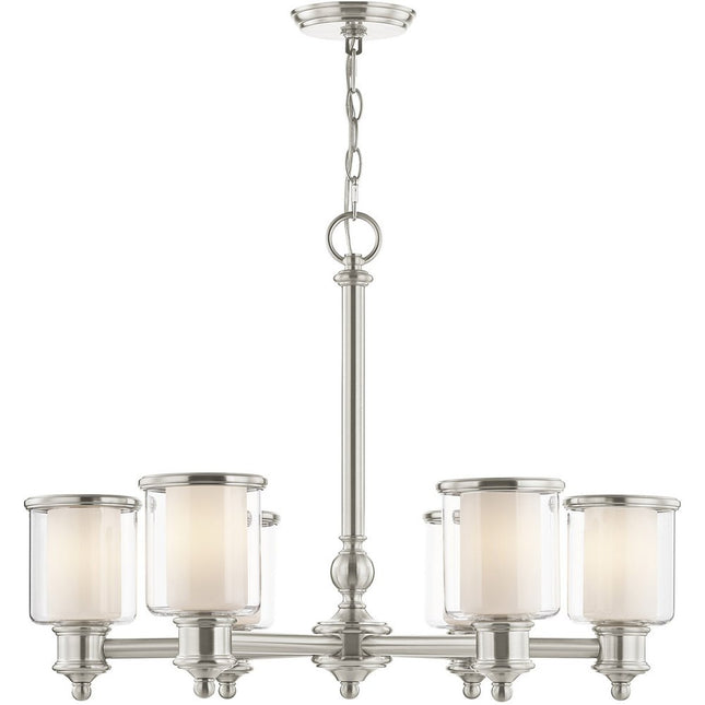 Six Light Dimmable Chandelier With Shades HomeRoots