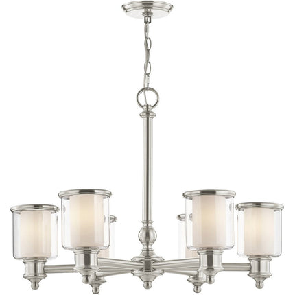 Six Light Dimmable Chandelier With Shades HomeRoots