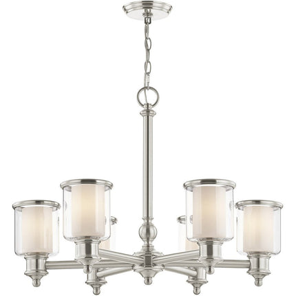 Six Light Dimmable Chandelier With Shades HomeRoots
