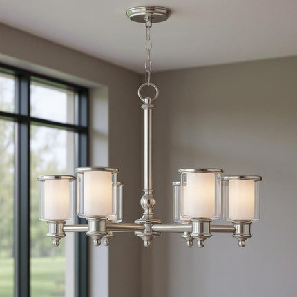 Six Light Dimmable Chandelier With Shades HomeRoots