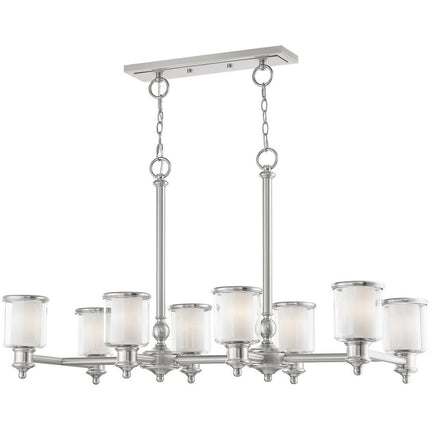 Nickel Eight Light Metal Dimmable Chandelier With Shades