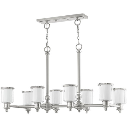 Nickel Eight Light Metal Dimmable Chandelier With Shades
