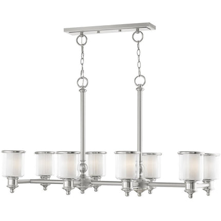 Nickel Eight Light Metal Dimmable Chandelier With Shades