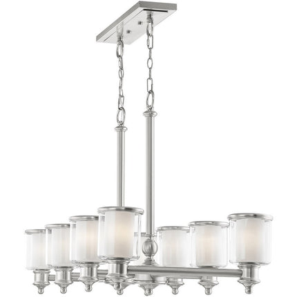 Nickel Eight Light Metal Dimmable Chandelier With Shades